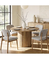 Tribesigns 47 Inch Round Dining Table, Modern Farmhouse Kitchen Table with Fluted Pedestal Base, Circle Dinner Table