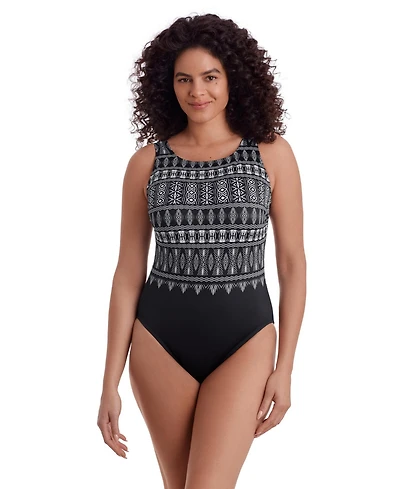 Longitude by Mimi Flamingo Women's Just Shine Scoopback Highneck Modern Leg One Piece Swimsuit
