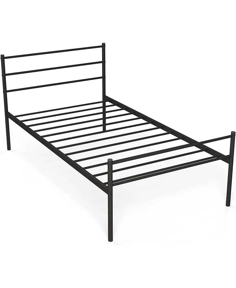 Gymax Twin Size Metal Bed Frame Platform Mattress Foundation With Headboard