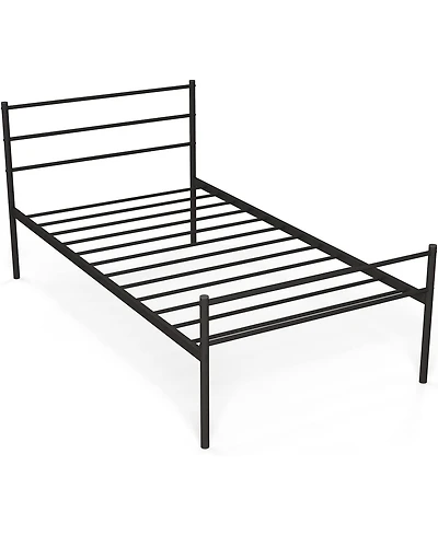 Gymax Twin Size Metal Bed Frame Platform Mattress Foundation With Headboard