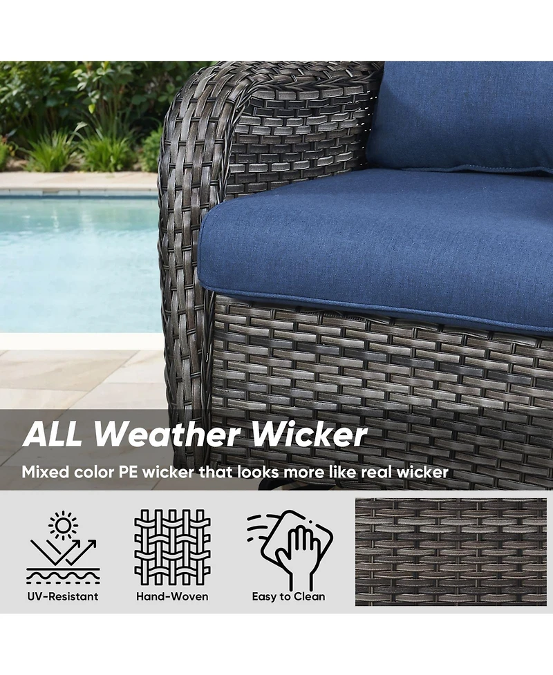 Pocassy 4 Pieces Outdoor Gliders Chairs Swivel with 5-Inch Thick Cushions