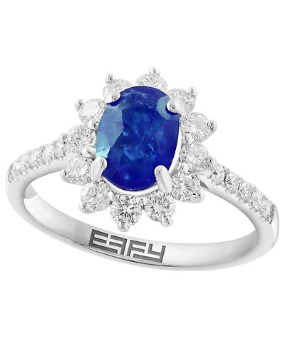Effy Collection Sapphire (1-1/5 ct. t.w.) & Diamond (5/8 ct. t.w.) Ring in 14k White Gold