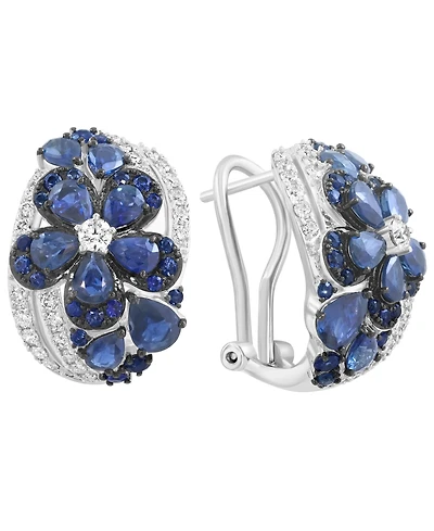 Effy Collection Sapphire (4-1/4 ct. t.w.) & Diamond (5/8 ct. t.w.) Earrings in 14k White Gold