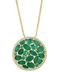 Effy Collection Emerald (2-7/8 ct. t.w.) & Diamond (1/6 ct. t.w.) Pendant Necklace in 14k Yellow Gold