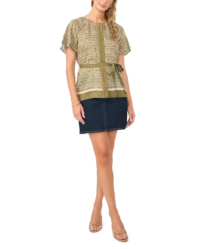 Vince Camuto Women's Flutter-Sleeve Belted Blouse