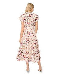 Vince Camuto Women's V-Neck Puff-Sleeve Midi Dress