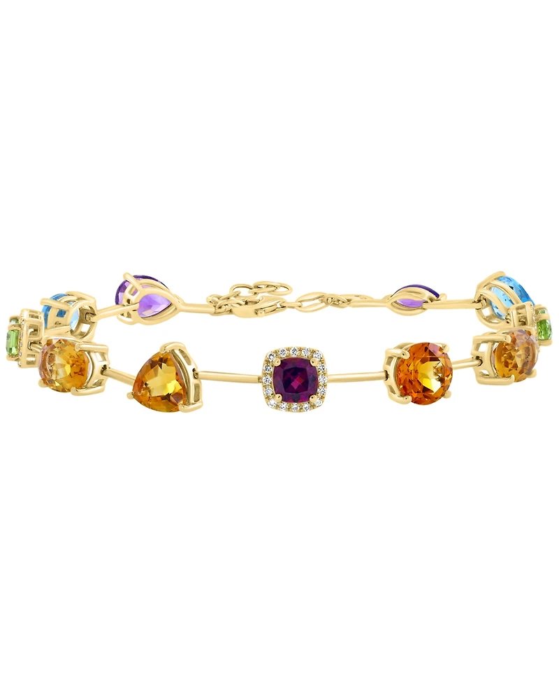 Effy Collection Multi-Gemstone (11 ct. t.w.) & Diamond (1/4 ct. t.w.) Bracelet in Gold Over Silver