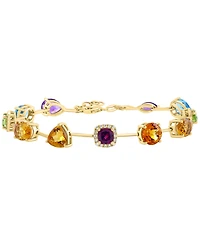 Effy Collection Multi-Gemstone (11 ct. t.w.) & Diamond (1/4 ct. t.w.) Bracelet in Gold Over Silver