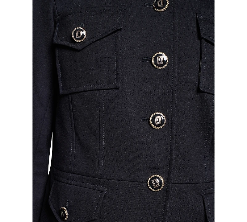 Karl Lagerfeld Paris Women's Cropped Collared Neck Jacket