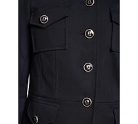 Karl Lagerfeld Paris Women's Cropped Collared Neck Jacket