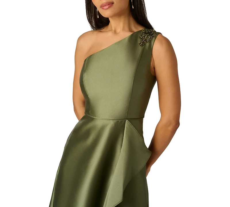 Adrianna Papell Women's Embellished One-Shoulder Sleeveless Ballgown