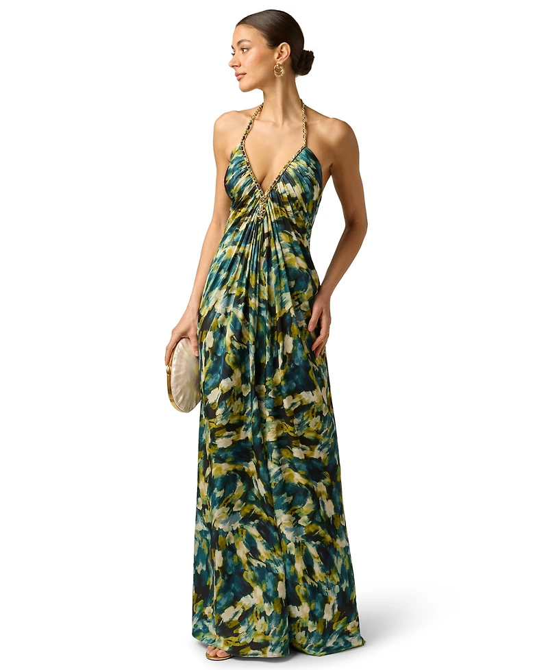 Adrianna Women's Printed Halter Neck Maxi Dress