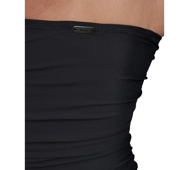 Calvin Klein Women's Shirred Bandeau Neck One-Piece Swimsuit