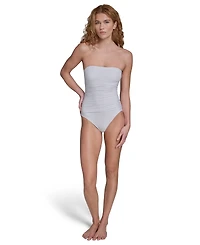 Calvin Klein Women's Shirred Bandeau Neck One-Piece Swimsuit
