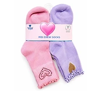 Rainbow Sugar Girls' 4-8.5 Mid Crew Socks, 8-Pack