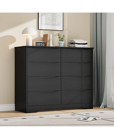 homfan Tall 8-Drawer Wooden Dresser, Modern Storage Cabinet with Deep Drawers and Wide Top for Multi-Room Use