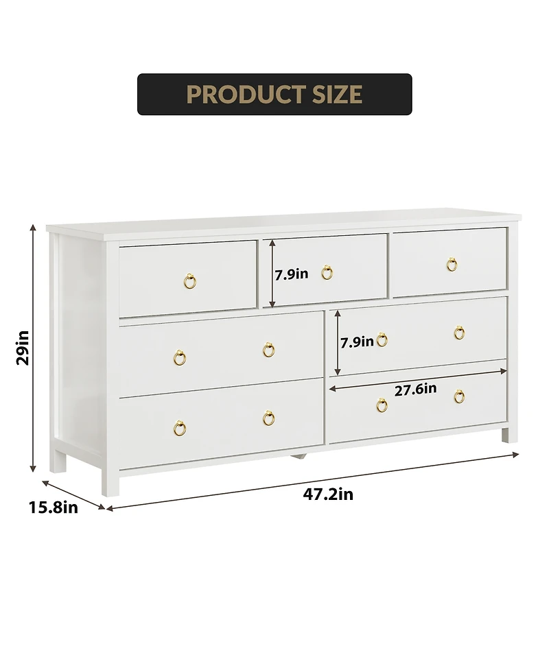 homfan 5 Drawer Dresser for Bedroom, 45'' Tall Dresser, Chest of Drawers, Wooden Dressers with Clothes Storage Cabinet Bedroom