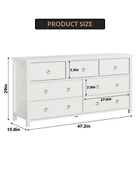 homfan 5 Drawer Dresser for Bedroom, 45'' Tall Dresser, Chest of Drawers, Wooden Dressers with Clothes Storage Cabinet Bedroom