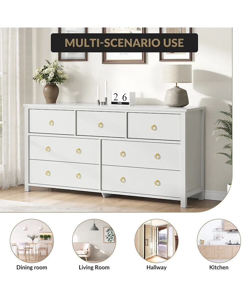 homfan 5 Drawer Dresser for Bedroom, 45'' Tall Dresser, Chest of Drawers, Wooden Dressers with Clothes Storage Cabinet Bedroom