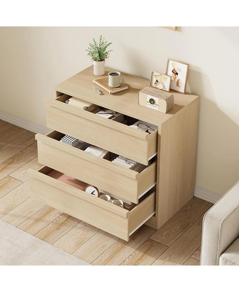 homfan Versatile Modern Dresser - 3 and 4 Drawer Tall Bedside Table Chest for Bedroom, Living Room, Entryway Large Storage, Small