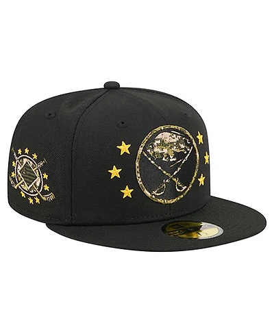 New Era Men's Black Buffalo Sabres Military Appreciation Digital Camo Stars 59FIFTY Fitted Hat