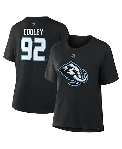 Fanatics Women's Logan Cooley Black Utah Mammoth Authentic Stack Name & Number T-Shirt