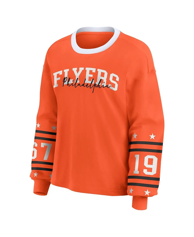 Wear by Erin Andrews Women's Orange Philadelphia Flyers Long-Sleeve Sport T-Shirt