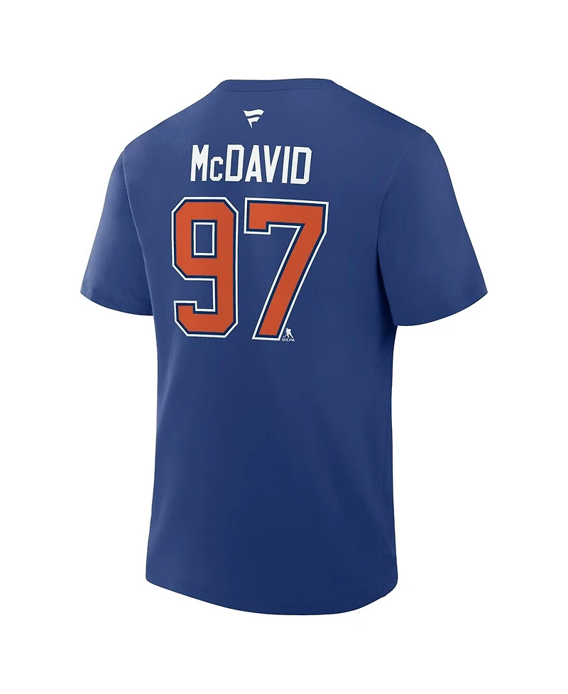 Fanatics Men's Connor McDavid Royal Edmonton Oilers Authentic Stack Name & Number T-Shirt