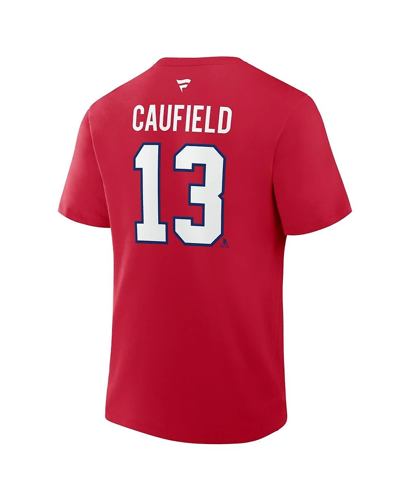 Fanatics Men's Cole Caufield Red Montreal Canadiens Authentic Stack Name & Number T-Shirt
