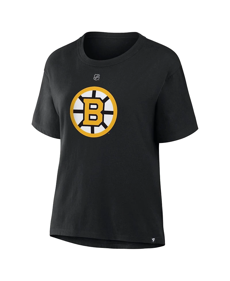 Fanatics Women's Jeremy Swayman Black Boston Bruins Authentic Stack Name & Number T-Shirt