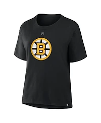 Fanatics Women's Jeremy Swayman Black Boston Bruins Authentic Stack Name & Number T-Shirt