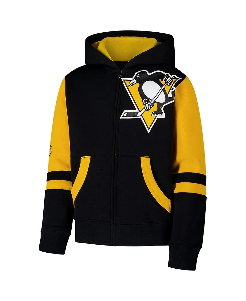Outerstuff Big Boys and Girls Black Pittsburgh Penguins Face Off Full-Zip Hoodie