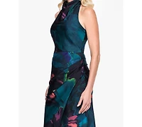Betsy & Adam Petite Sleeveless Halter Neck Gown