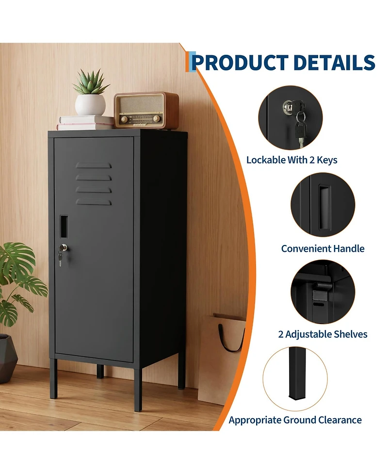gaomon Lockable Metal Locker Cabinet, Storage Cabinet with Lock, Adjustable Shelf and Ventilation, Steel for Gym, School, Office, Home
