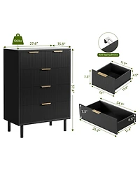 homfan Modern Fluted 5-Drawer Entryway Storage Cabinet - Sturdy Metal Frame, Anti-Tip Safety, Versatile Organizer for Bedroom, Hallway,