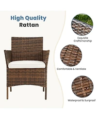 Yiortwo 3 Piece Patio Furniture Set Rattan Outdoor Chair with Cushions