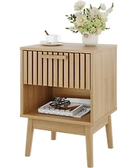 gaomon Boho Nightstand with Drawer and Open Shelf