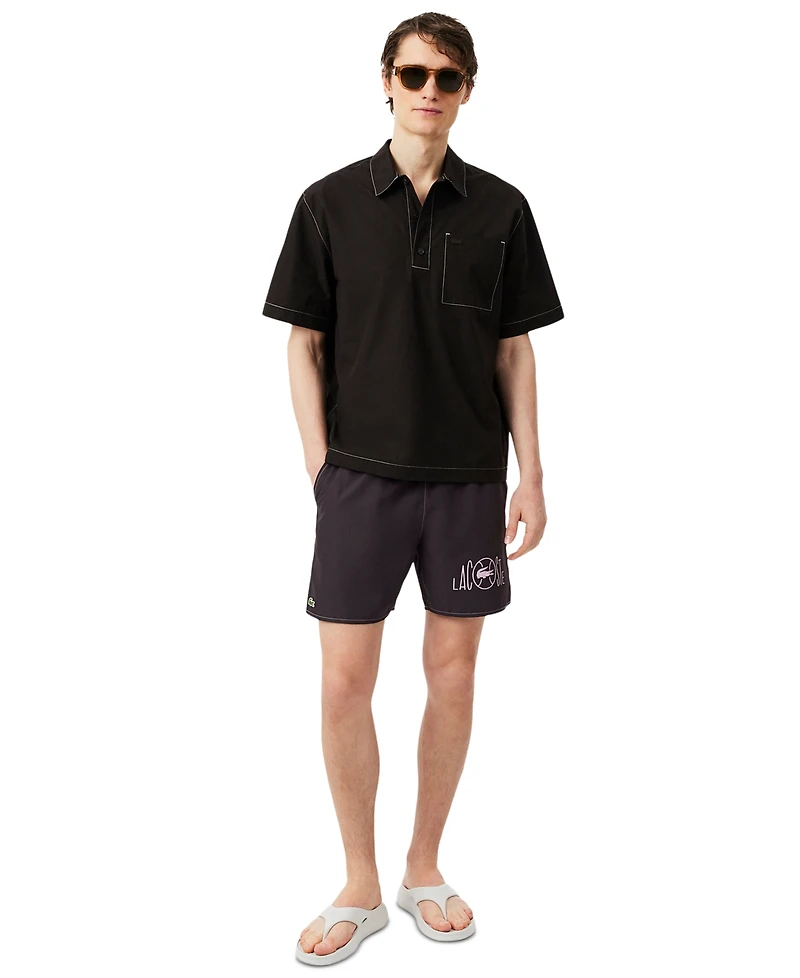 Lacoste Men's Quick-Dry Elastic Waistband Swim Shorts