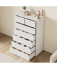 homfan 5 Drawer Dresser for Bedroom, Antique White Chest of Drawers 43" Tall with Large Storage Space, Modern Organizer Living Room