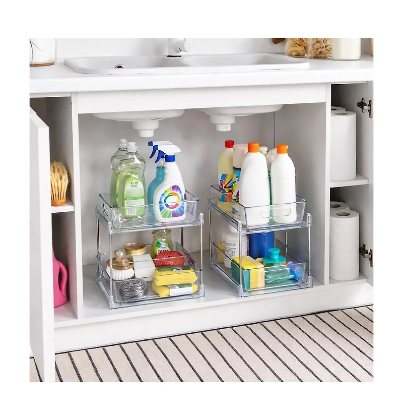 Sorbus 2 Pack 2-Tier Pull-Out Cleaning Organizers for Utility Organization, Household and Cleaning Supplies