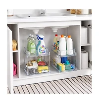Sorbus 2 Pack 2-Tier Pull-Out Cleaning Organizers for Utility Organization, Household and Cleaning Supplies