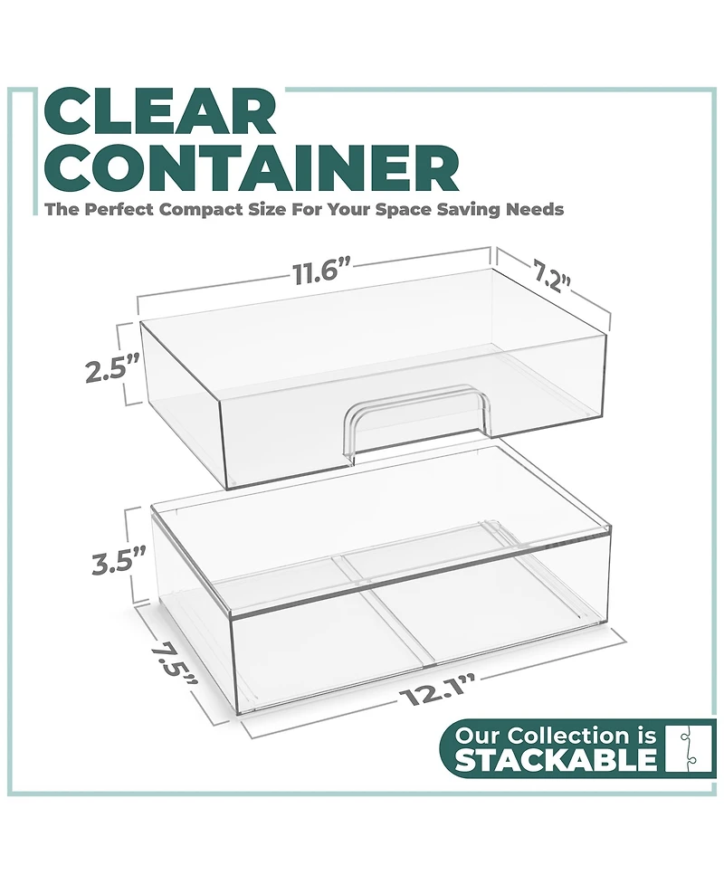 Sorbus Pack Clear Wide Stackable Pull-Out Storage Organizer Bins for Baby Bottles, Bathroom