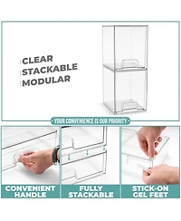 Sorbus 2 Tall Clear Stackable Pull-Out Storage Organizer Bins for Baby Bottles, Bathroom, Kitchen and More