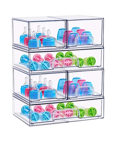 Sorbus Piece Clear Stackable Pull-Out Storage Organizer Bins for Baby Bottles, Bathroom