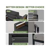 Aoxun Outdoor Patio Conversation Set Durable Aluminum Sofas, Plush Cushions, Wood?Texture Table Weatherproof