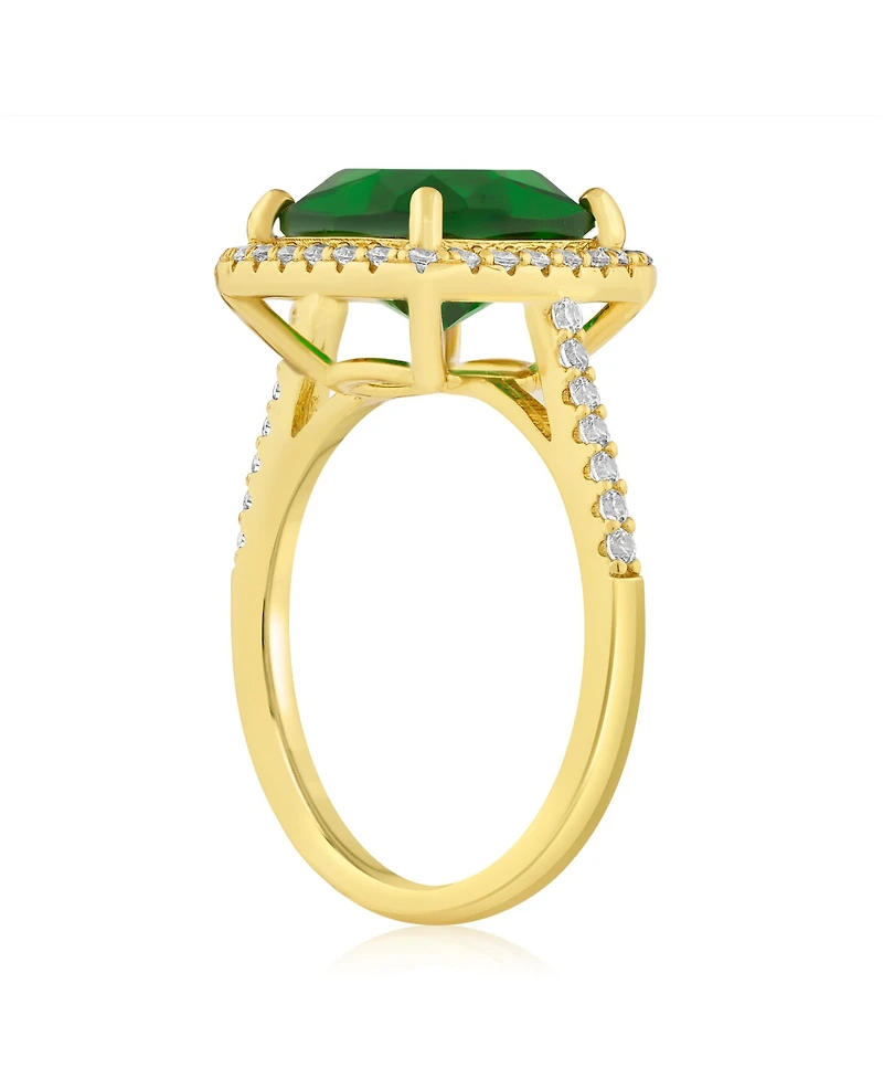 Simona Elegant Square Emerald Halo Cz Ring