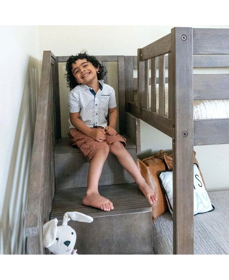 Max and Lily Low Twin over Bunk with Stairs Single Guard Rail