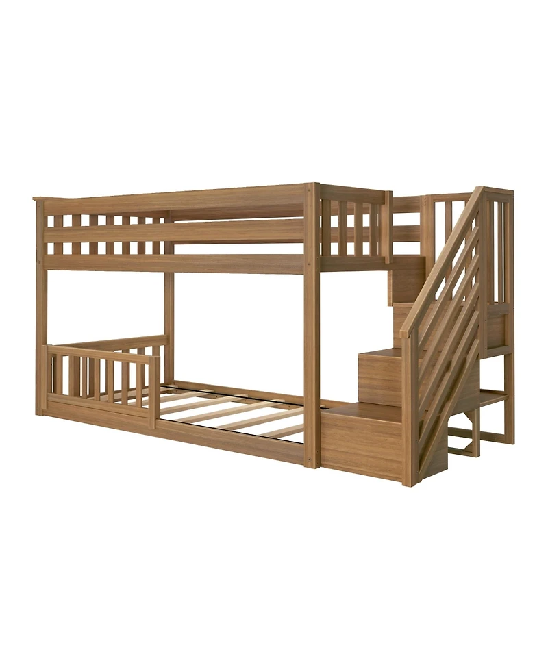 Max Lily Low Twin over Bunk with Stairs Single Guard Rail