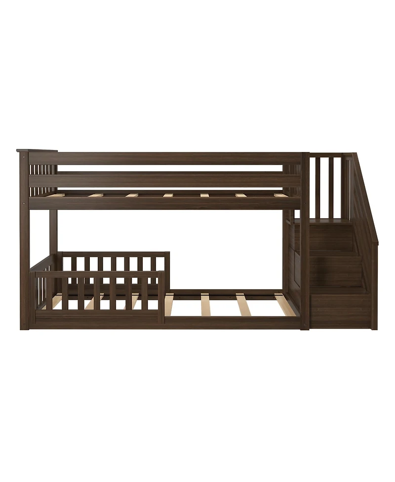 Max and Lily Low Twin over Bunk with Stairs Single Guard Rail