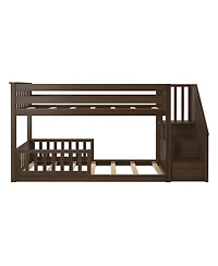 Max and Lily Low Twin over Bunk with Stairs Single Guard Rail